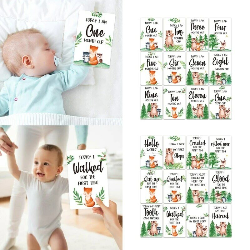 Baby Milestone Cards Monthly Photo Paper Card Newborn  Baby Growth Photography Card Infant Shower Souvenir Dropship