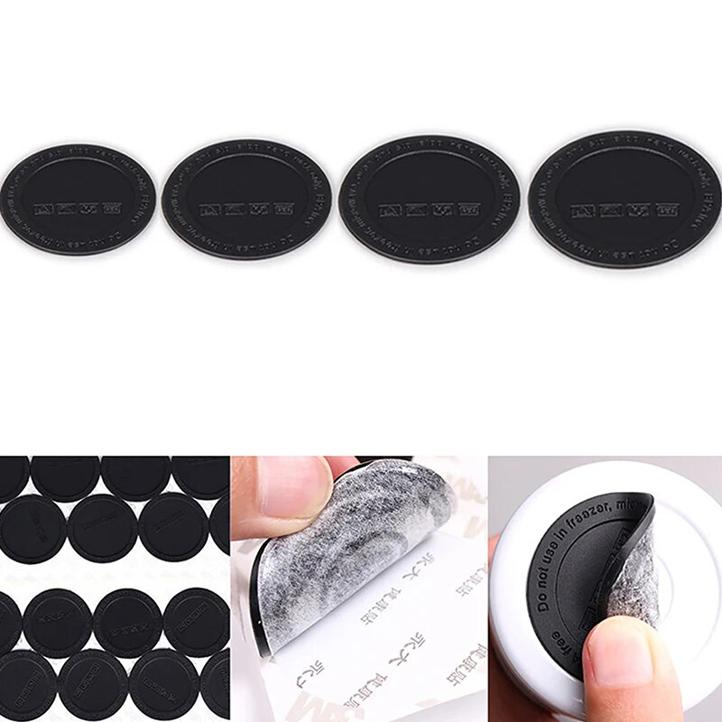 4Pcs Round Black Rubber Coaster Pad Self Adhesive Cup Bottom Stickers Non-slip Anti-scald Tumbler Cup Protective Pads