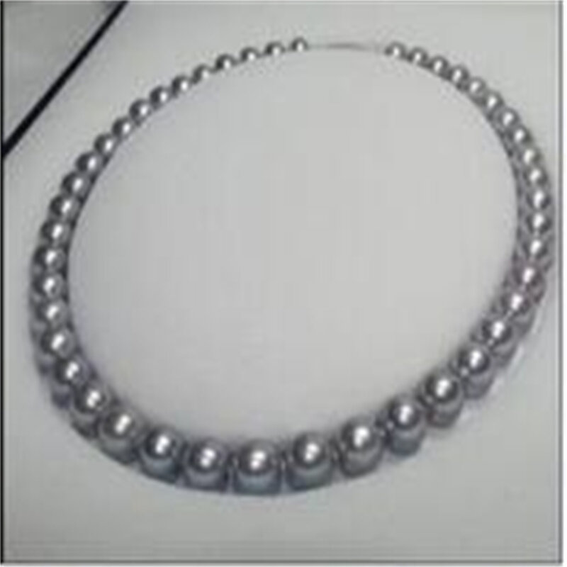 Collier de perles gris argent naturel, charmant, 10-11mm, 18 pouces