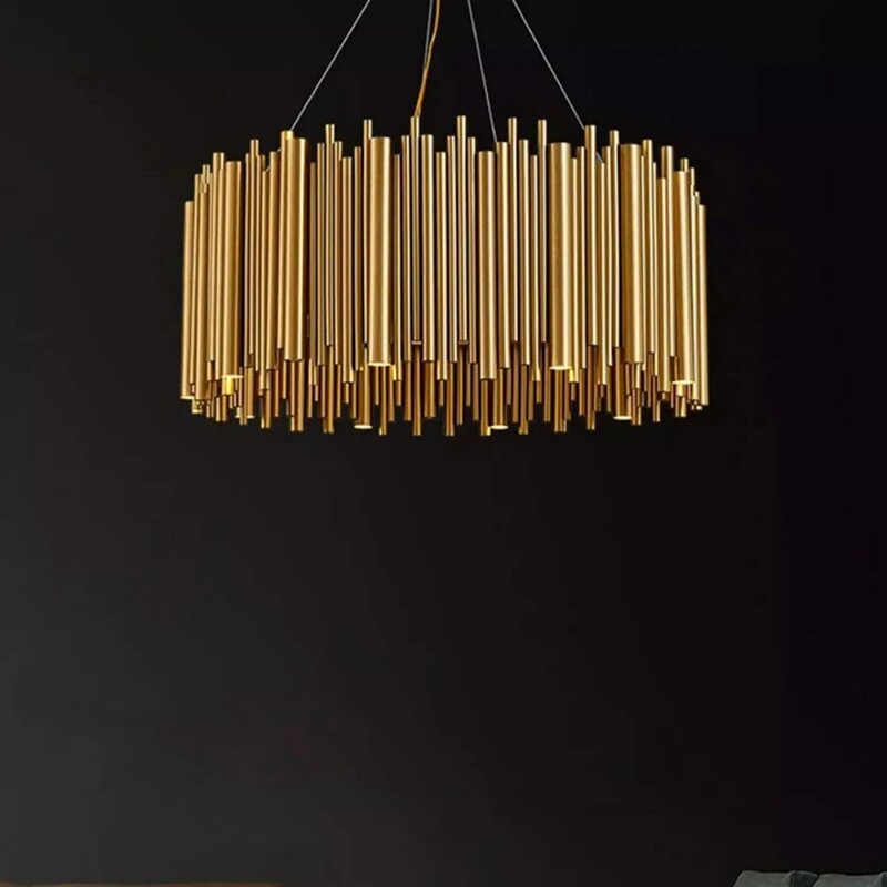 Lampadario da soggiorno Duplex moderno semplice lampadario creativo in acciaio inossidabile illuminazione interna luci a LED oro
