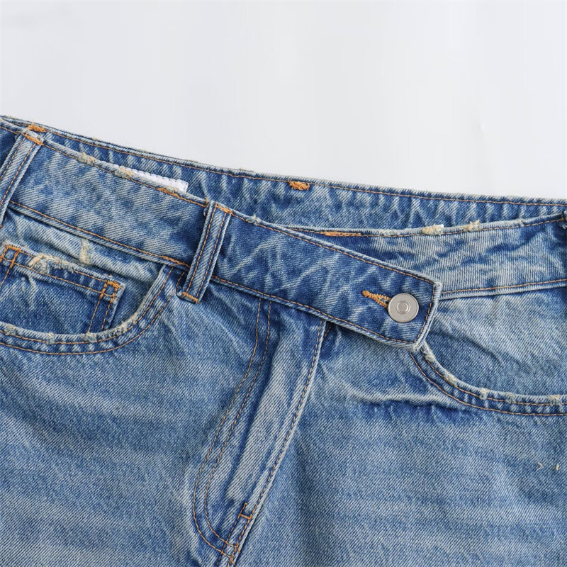 TRAF-تنورة جينز صغيرة للنساء في الشارع ، تنورات أنيقة غير رسمية للسيدات ، أزياء الربيع ، جديدة ،