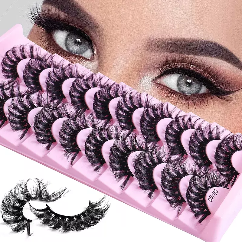 10 pairs Russian Strip Lashes Fluffy Mink Lashes 3D False Eyelashes Russian Volume Eyelashes Fake Eyelash Extension Make Up