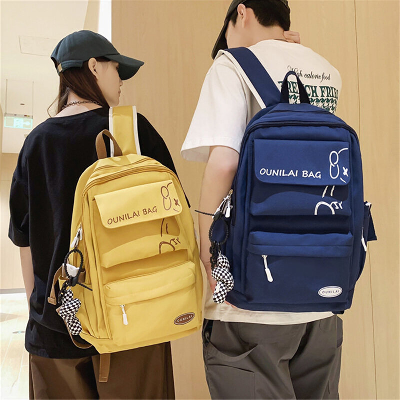 Solid Color Women'S Backpack Multi Pocket School Bags for Teenage Anti Theft Laptop Backpack Unisex Casual Travel Bag Sac Nylon
