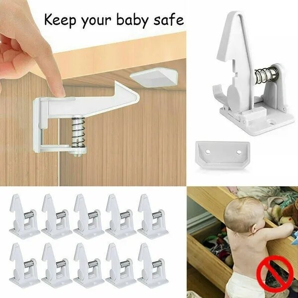 5sets Cabinet Lock Children Protection Baby Safety Security Lock for Kids Drawer Door Child Toddler Invisible Closet Locker