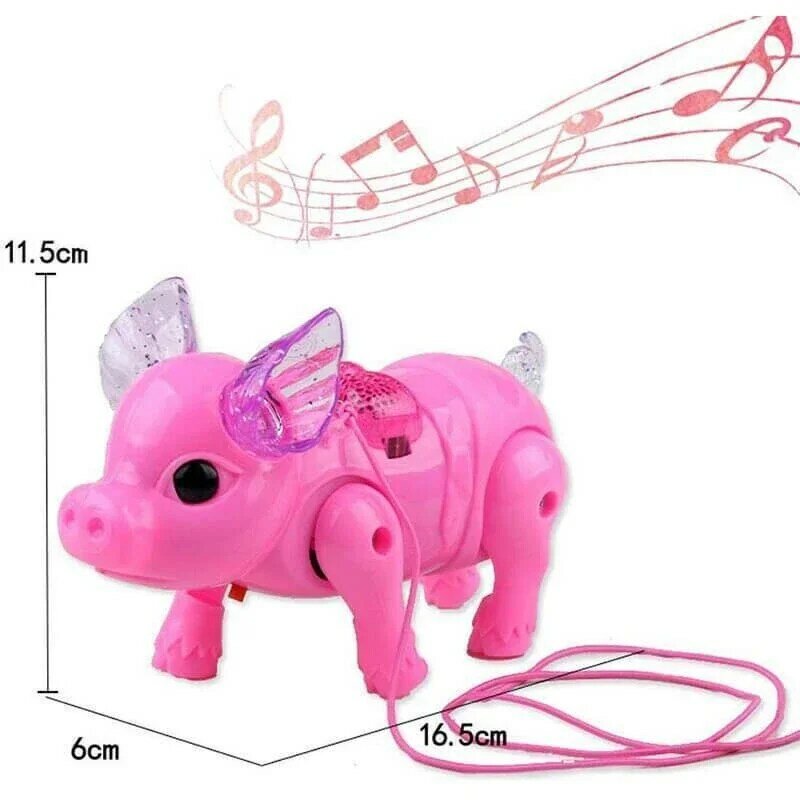 Mainan Babi Berjalan Elektrik Warna Merah Muda Baru dengan Mainan Elektronik Lucu Anak-anak Musik Ringan Mainan Hadiah Ulang Tahun Anak-anak