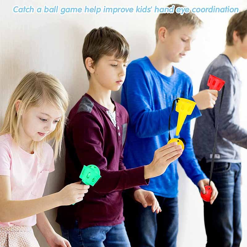 Rzuć i złap gra z piłkami zestaw zabawki na zewnątrz złapania piłki zestaw dekoracji na bal i kubka dzieci ręcznie koordynacja oka prezenty treningowe dla dzieci