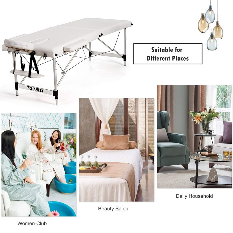 Mesa de massagem portátil com moldura de alumínio, cama dobrável, altura ajustável, 84in, Novo, 2024