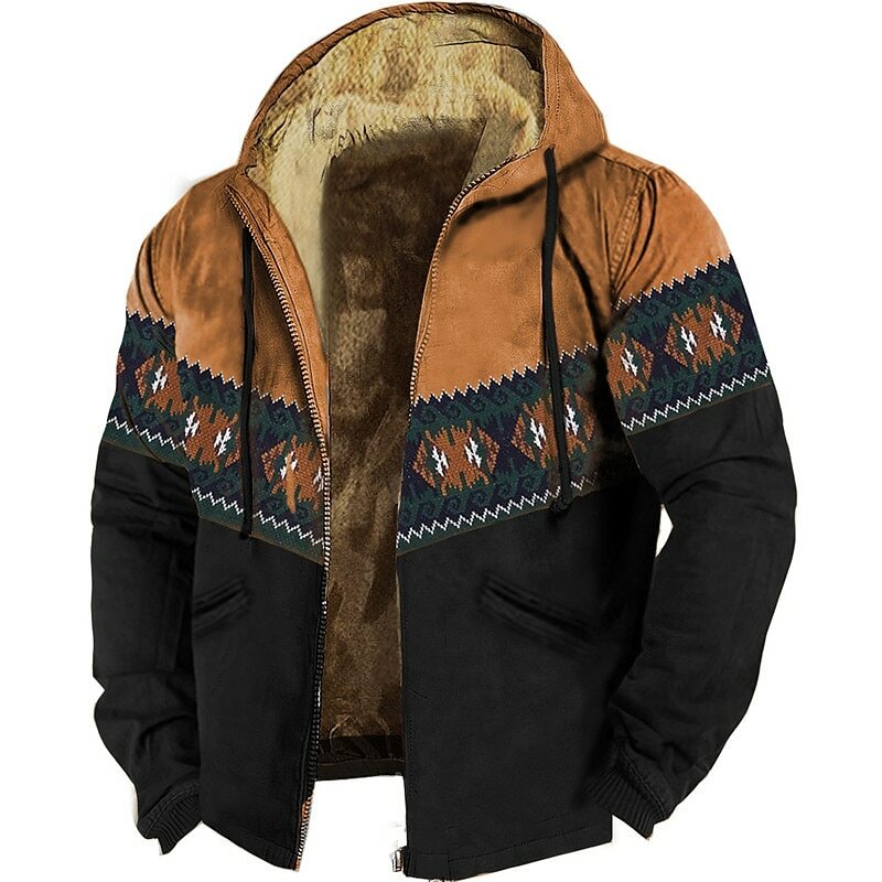 Men's Zipper Hoodies Traditional Pattern Winter For Men/Women Clothing Long Sleeve Sweatshirt Jacket Outerwear