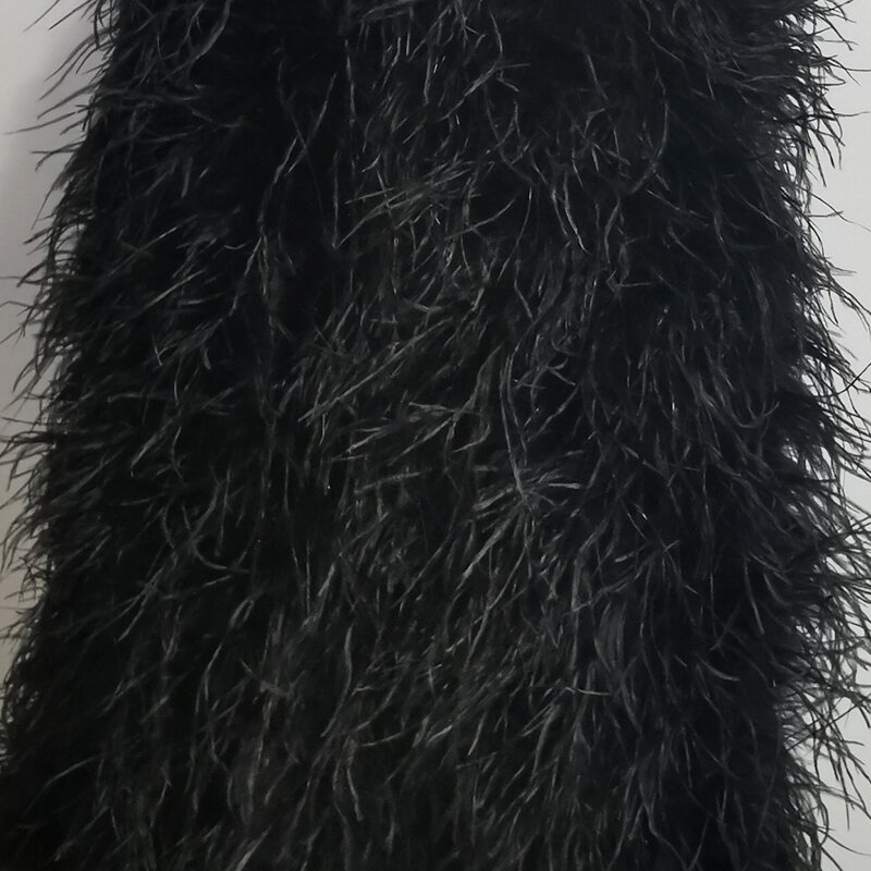 Mantel Panjang Bulu Burung Unta Asli 85CM Mantel Bulu Asli Jaket Bulu Burung Unta Impor Lengan Panjang Kasual Mantel Hangat Wanita