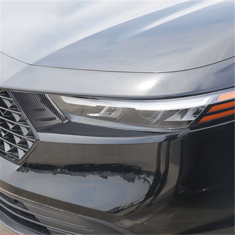 1 pasang lampu depan mobil penutup kelopak mata alis Trim cocok untuk Honda Accord 2023 2024 2025 gaya serat karbon ABS