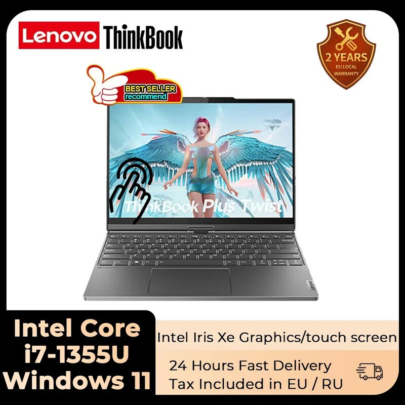 Lenovo-ThinkBook Plus Twist 2023 Laptop, Intel, 13.3 ", 2.8K TouchScreen OLED, 12" Flip, Dual-Screen, Notebook Slim, PC