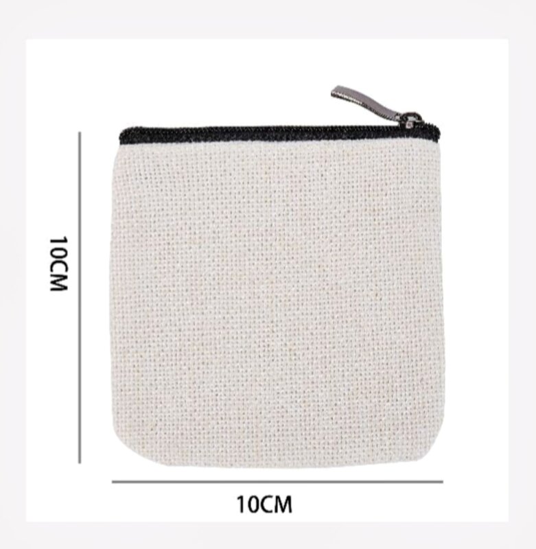Bolsa de almacenamiento de lino con sublimación de calor, monedero de diseño personalizado, bolsillo de cambio de lino con cremallera