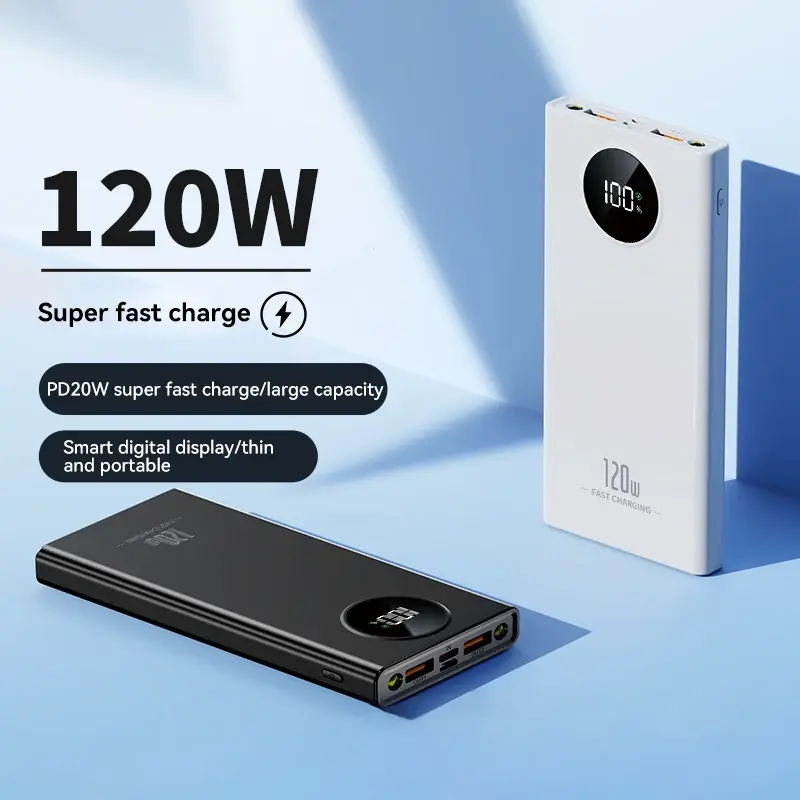 Banque d'alimentation à charge super rapide, batterie externe mobile, capacité ultra-grande, iPhone, Xiaomi, Samsung, 120W, 50000mAh