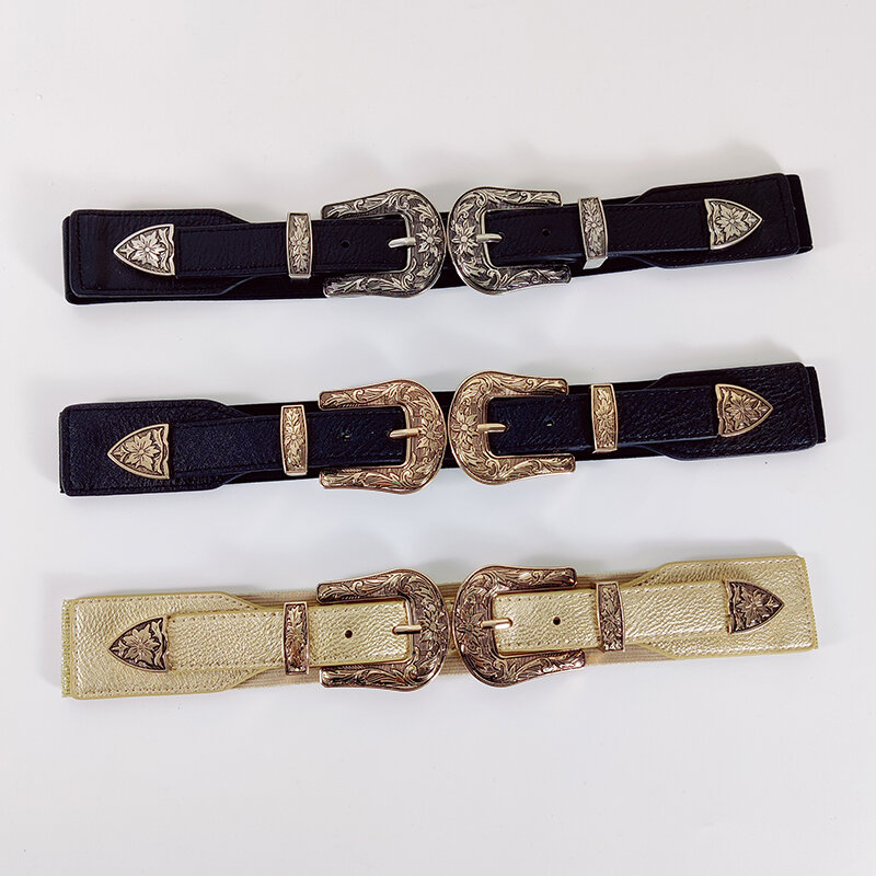Cinturón de corsé elástico para mujer, faja elástica de alta calidad, tela con hebilla Vintage