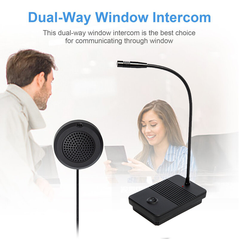 Window Intercom Dual-Way Intercommunication Microphone Counter Interphone  Anti-Interference Noise Free for Business Bank Office