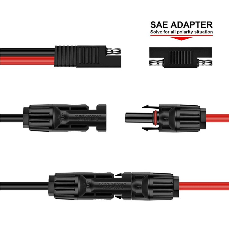 แผงโซล่า SAE RV แบตเตอรี่อะแดปเตอร์10AWG Cable Conector ชุดชาร์จกับอะแดปเตอร์ SAE 2ฟุต/60ซม.