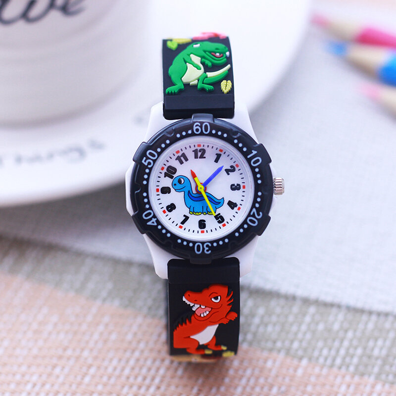 Cartoon Dinosaur Silicone Strap Face Rotate Dial Children Boys Girls Personality Fashion Cool Sports Resin Face Anti-fall Watch