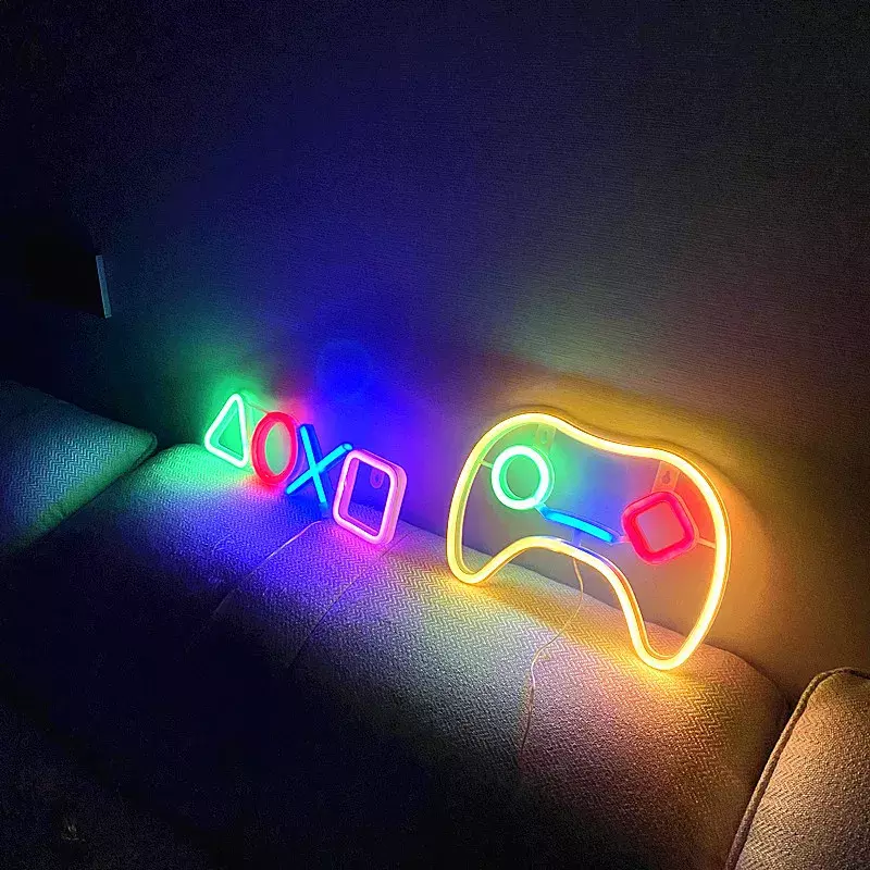 Game Icon Shape Neon Light LED Neon Lamp USB Powered Neon Sign for Bedroom Children Bar KTV Gaming Zone Party Wall Holiday Decor
