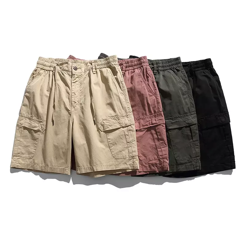 New Fashion Men Cargo Shorts Cotton Loose Solid Casual Straight Outdoor Sports Gym Jogger Short Cargo Pants For Men High Quality