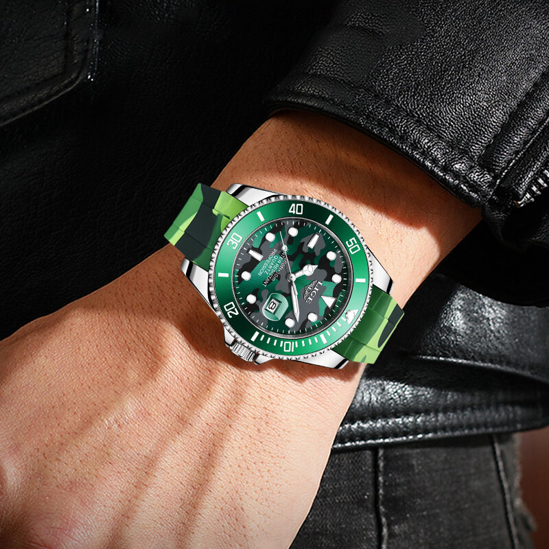 LIGE 남성용 손목 시계, 럭셔리 쿼츠 스포츠 방수 날짜 시계, 다이빙 밀리터리 남성 시계