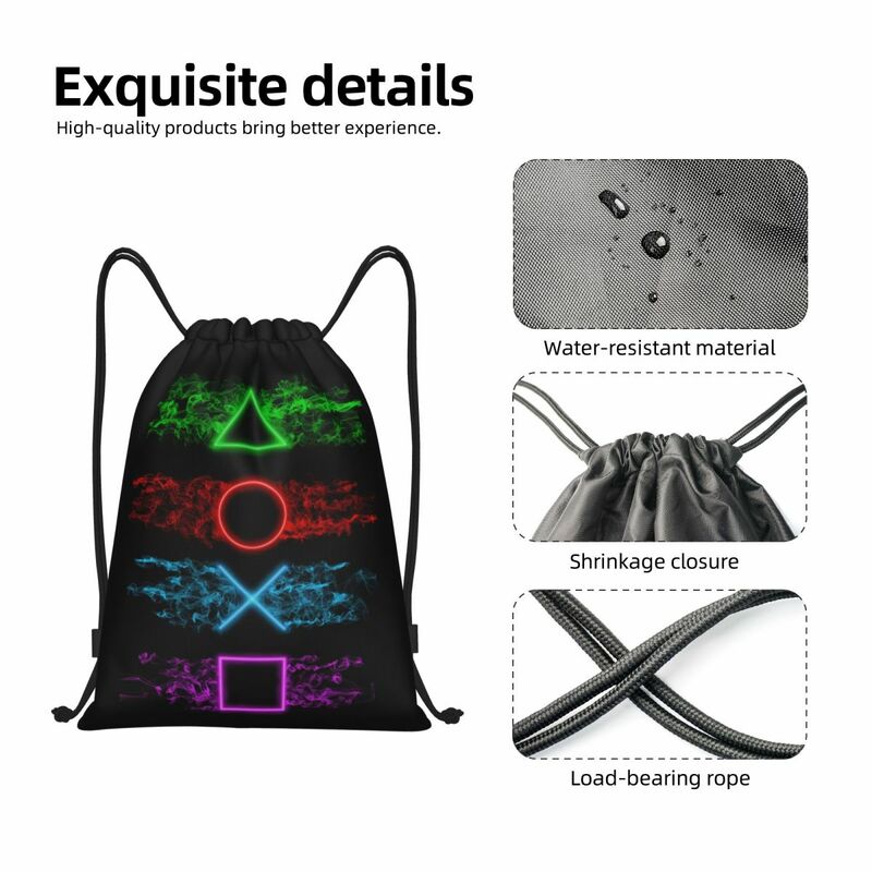Custom Playstations Buttons Drawstring Bags Men Women Lightweight Game Gamer Gift Sports Gym Storage Backpack