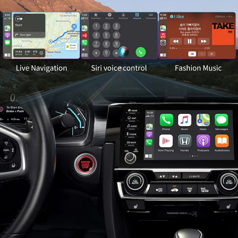 Xuda ตัวรับสัญญาณ WiFi รถยนต์แอนดรอยด์แบบไร้สาย CarPlay Spotify สำหรับ MAZDA Toyota Mercedes Peugeot Volvo 2 in 1กล่องรองรับ Netflix
