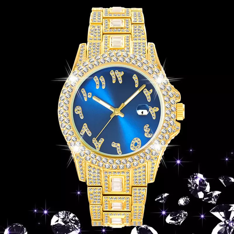 Iced Out часы для мужчин в стиле хип-хоп Роскошные мужские часы с бриллиантами золотые кварцевые наручные часы водонепроницаемые Relogio Masculino Прямая поставка