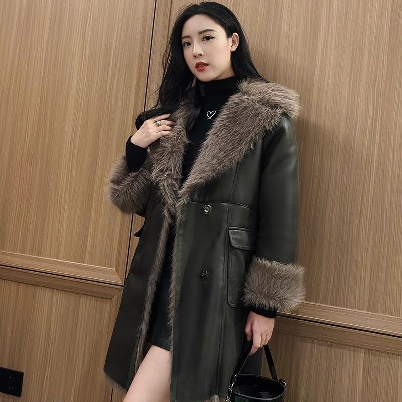 Neue Outwear Herbst Winter Parkas mittlerer Stil Pelz ein Mantel in Mode warme Jacke Nachahmung Fuchs Pelz Atmosphäre Frauen Mantel