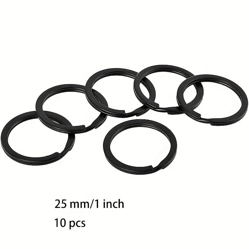 10/20pcs 25mm Metal Flat Split Key Chains Rings Key Chains Ring For Home Car Dog Tag Office Lanyards Keys Attachment Black