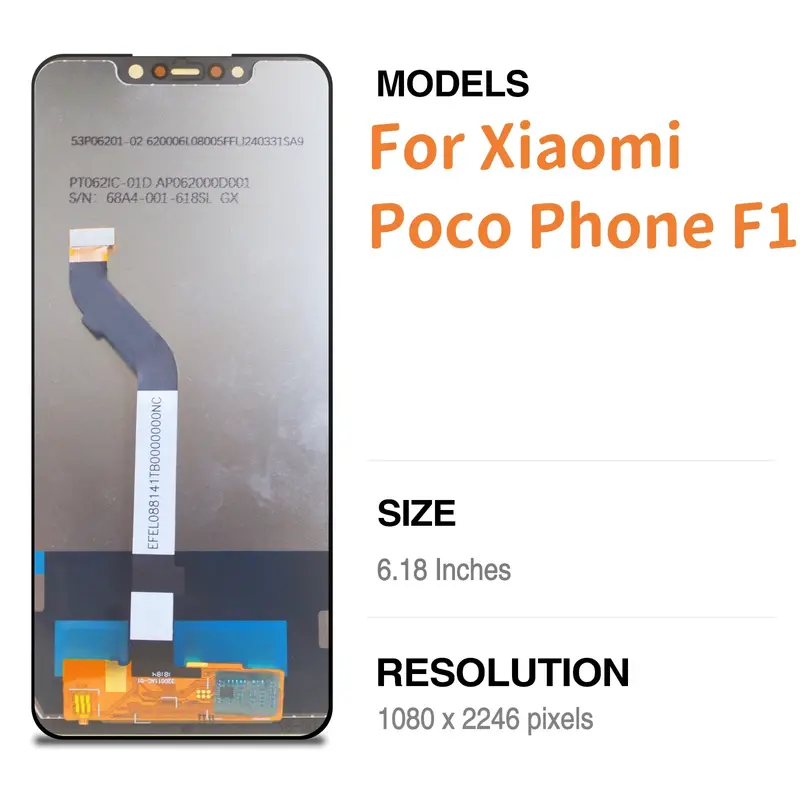 Pantalla LCD de 6,18 pulgadas para móvil, montaje de digitalizador con pantalla táctil para Xiaomi Pocophone F1 M1805E10A