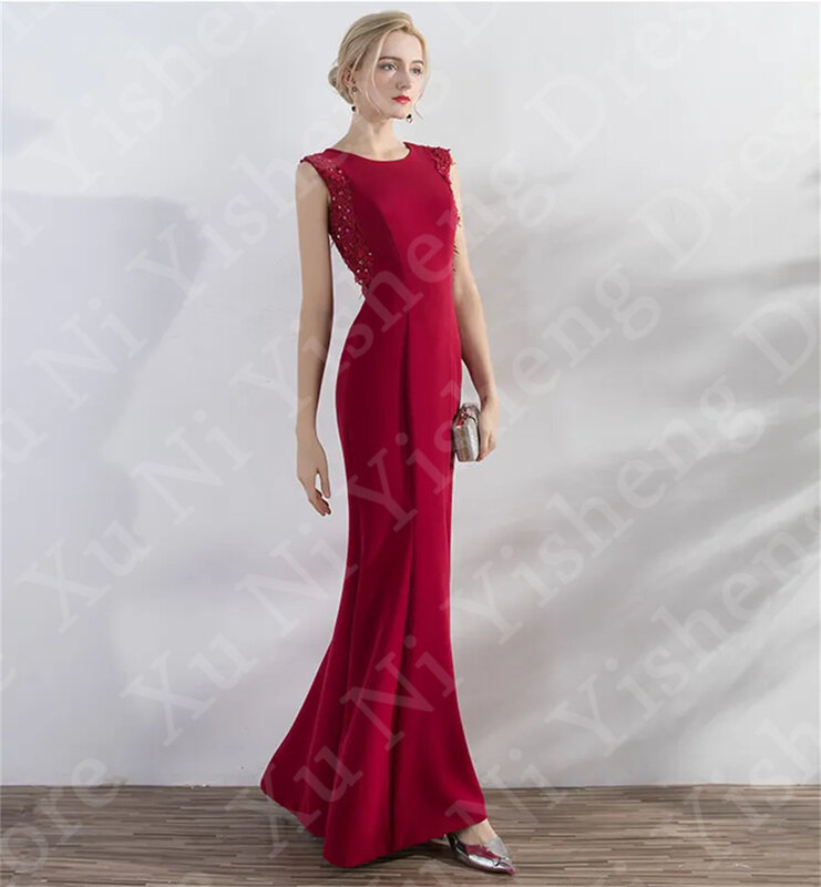 Nowe formalne suknie wieczorowe z okrągłym dekoltem koronkowa aplikacja z krótkim rękawem syrenka Plus Size ślubna matka's Party sukienka de soirée