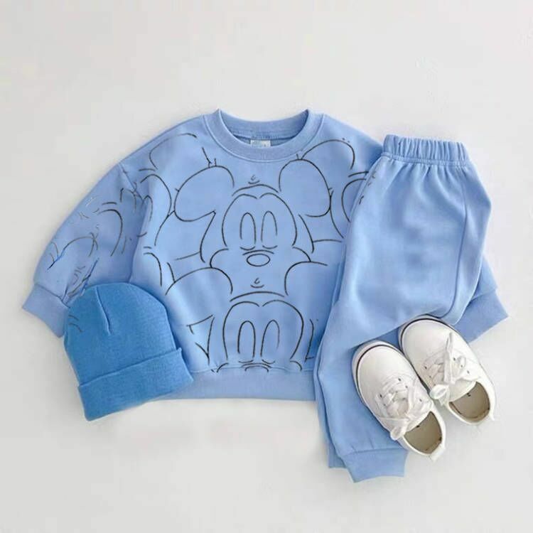 Neue Designer Cartoon Kleidung Trainings anzug Baby Junge Sommer bedruckte Kleidung T-Shirt Shorts Baby Mädchen lässig einfarbige Sets