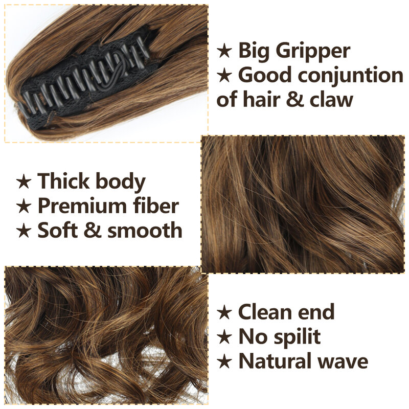 Lisi girl-人工毛エクステンション,24インチ,波状のヘアピース,ポニーテールにクリップ,耐熱性,自然な波のあるヘアピース