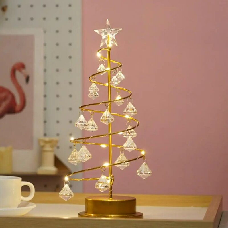 Lámpara de mesa de árbol de Navidad, luz Led de noche, regalo de Navidad para niños, decoración de noche, lámpara de cristal, adornos de Navidad