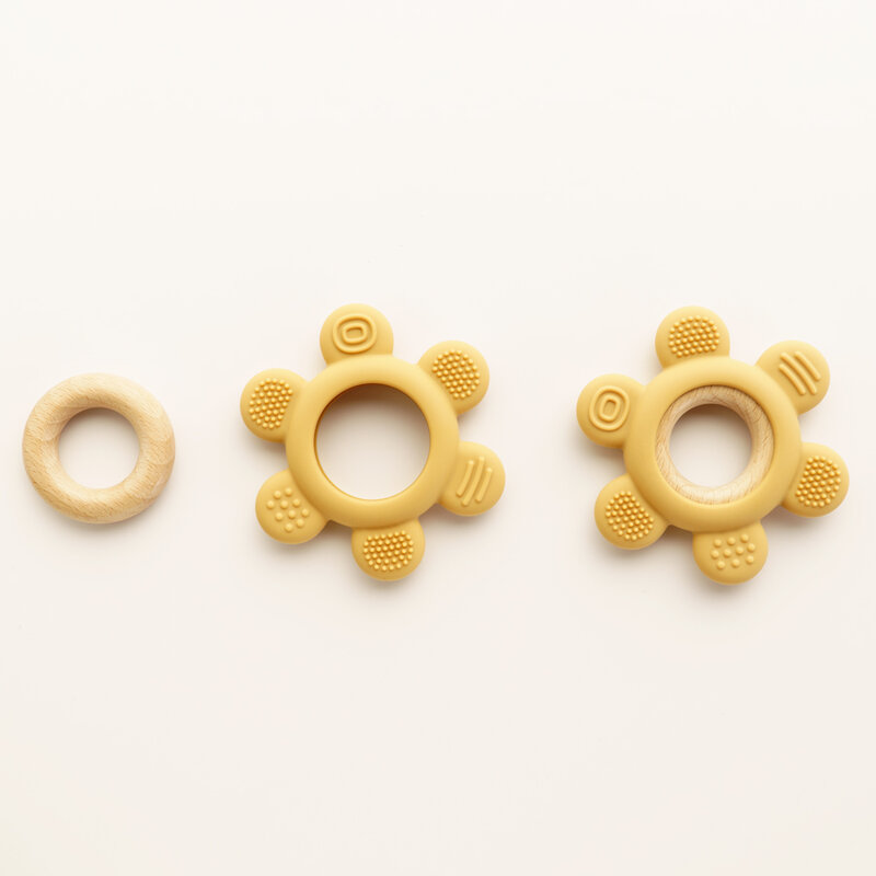 Kolor dzieci 1PC silikonowe gryzak noworodka steru kształt drewniany pierścień gryzak zabawki dla dzieci BPA bezpłatne molowe kij akcesoria dla dzieci