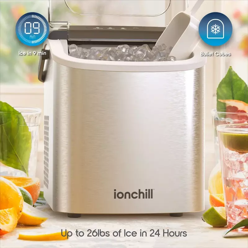 Ionchard Quick Cube Ice Machine, Fabricante portátil de balas, 26lbs, 24h