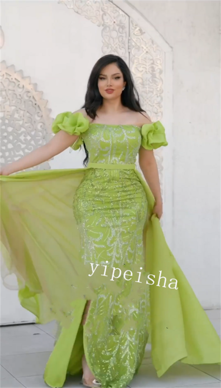 Suknia balowa wieczór w stylu dżerseju Arabii Saudyjskiej z motywem urodzinowym z odkrytymi ramionami suknia na okazje