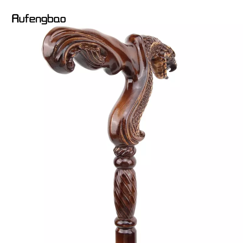 Cobra Snake Brown Wooden Fashion Walking Stick Decorative Cospaly Party Wood Walking Cane Halloween Mace Wand Crosier 93cm