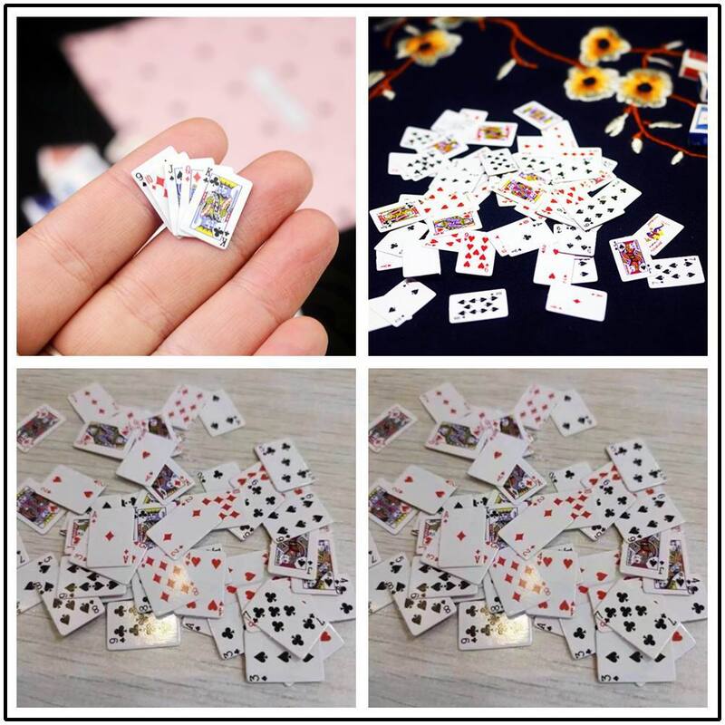 Śliczne MINI miniaturowe gry Poker MINI karty do gry 15X10mm miniaturowe dla lalek akcesoria dekoracja wnętrz wysokiej jakości gra karciana