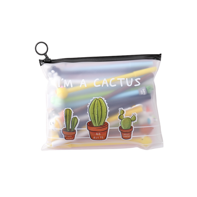 Zipper Cactus Cosmetic Bag Pvc Multifunction Clear Pencil Cases Waterproof Cute Woman Toilet Bag Makeup Organizer Case Pouch