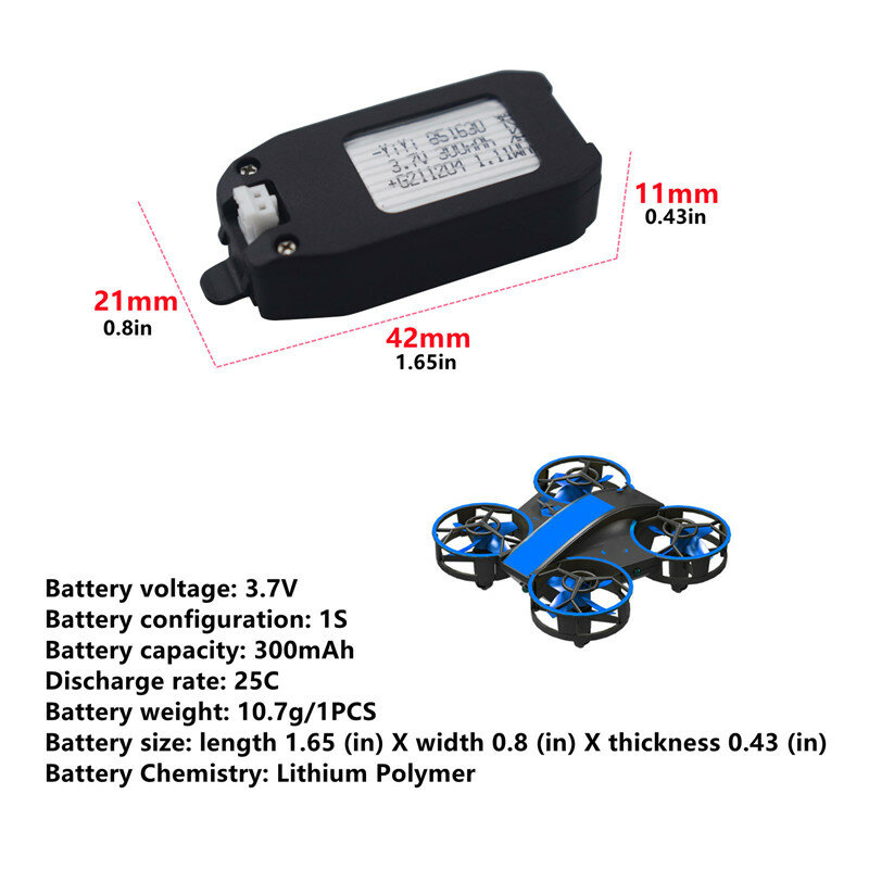 4PCS 3.7V 300mAh Lithium Battery With 4-in-1 Charger For NH330 RH821 Four Axis Aircraft,Remote Control UAV Battery Accessories