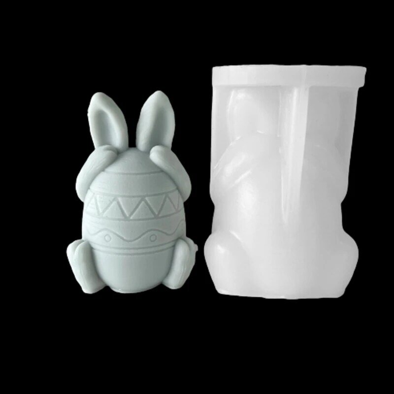 3D 顔のないウサギの型エポキシ工芸品 DIY 装飾ジュエリーキャンドル作成ツール 124A