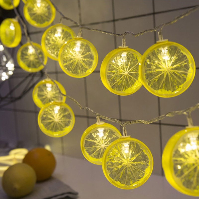 Lemon Garland LED String Light, USB, Bateria, Quintal, Casamento, Festa em Casa, Jardim, Fairy Lights, Iluminação do feriado, Decoração de Natal