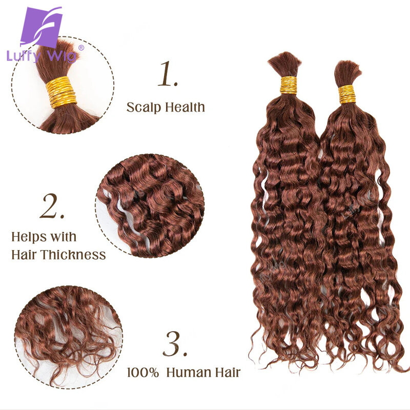 Water Wave Bulk Human Hair For Braiding Doube Drawn 100% Brazilian Remy Boho Box Braids Hair No Weft Extensions Blonde Luffywig