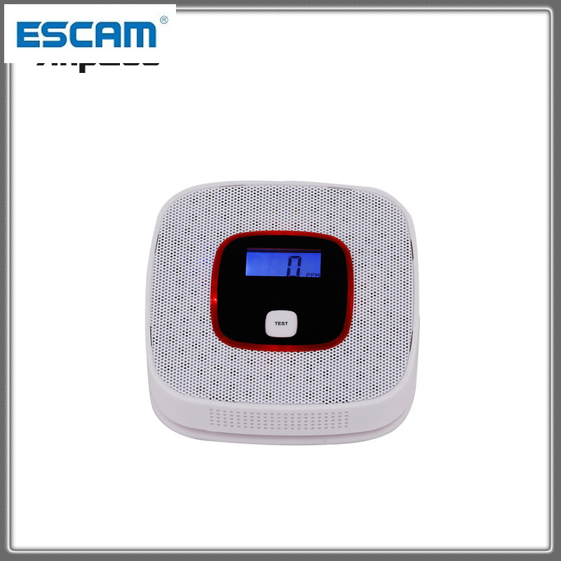 Sensor de Gas CO fotoeléctrico independiente LCD, alarma de intoxicación por monóxido de carbono, Detector de CO inalámbrico, alarma de voz para el hogar, ESCAM AL616