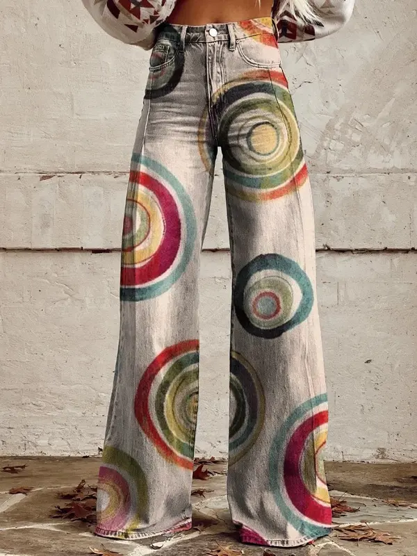 Modne Daisy damskie spodnie z szerokimi nogawkami z wysokim stanem luźne damskie cienkie imitacja dżinsów szerokie nogawki