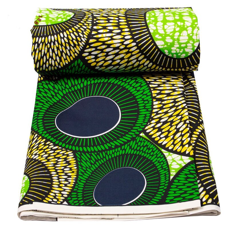 Ankara Afrikaanse Groen Bedrukte Geometrische Batik Stof Wax Jurk Naaien Tissu Ambacht Diy Textielmateriaal Voor Bruiloft 6Yards