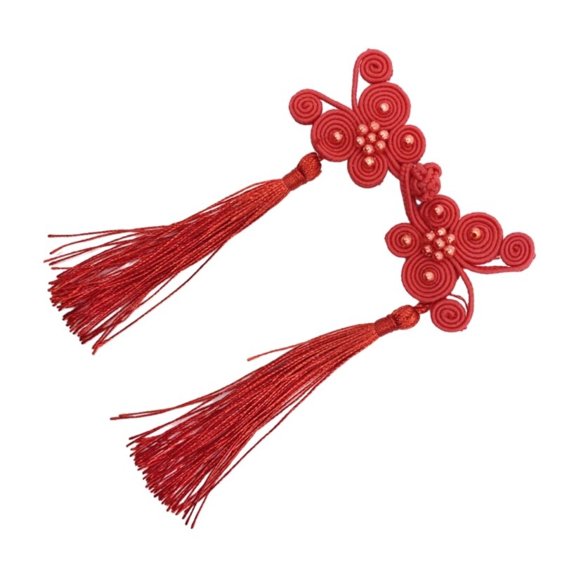 652F Butterfly Fringe Shape Chinese Cheongsam Knot Button Closure Ribbon Fastener Costume Tang Shirt Suit DIY Sewing Craft