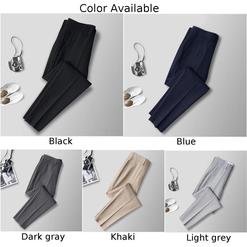 High Quality Trousers Suit Pants 1pcs 28-36 Drape Menswear Mid-waist No Elasticity Polyester Slim Fit Solid Color
