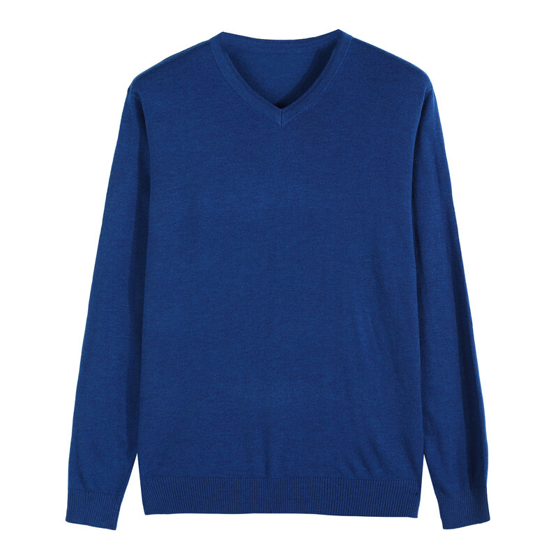 Мужской шерстяной свитер с V-образным вырезом, повседневный однотонный тонкий пуловер в деловом стиле, брендовая одежда синего, красного, черного цветов, новинка 2022
